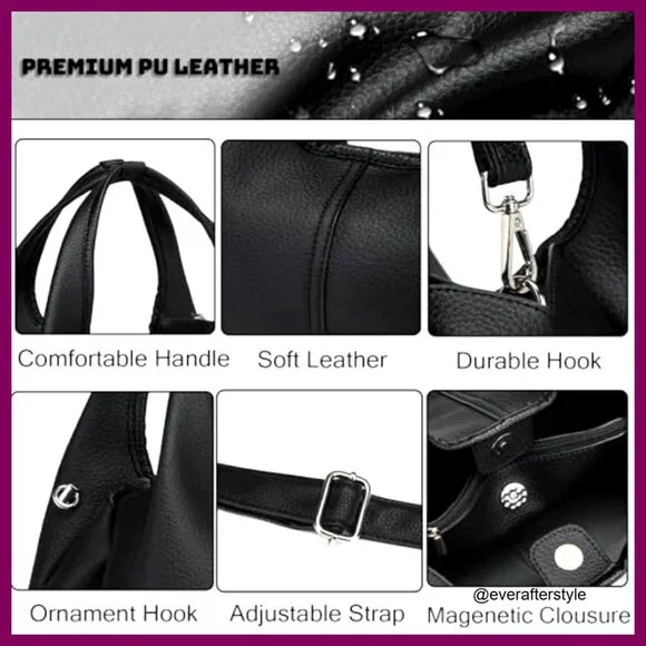 Leather Crossbody Purse Designer Tote Satchel Bag Adjustable Strap Chic - Picture 6 of 7